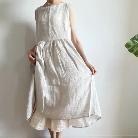 Ito-hari. official 一番ちょうどいい リネン ワンピース アイボリー オフ オフシロ キナリ ロングワンピース
