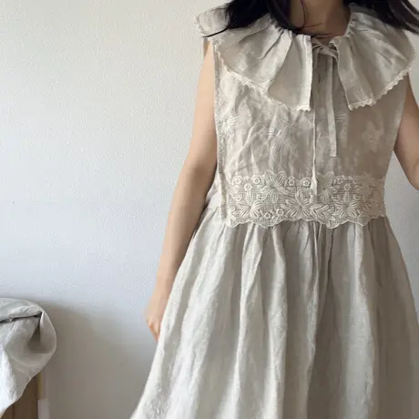 Ito-hari. official 一番ちょうどいい リネン ワンピース アイボリー オフ オフシロ キナリ ロングワンピース