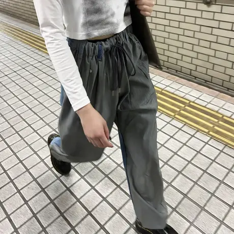 ブルー×レッド 【タグ付】DENHAM ボトム パンツ レオパード S ナイロン