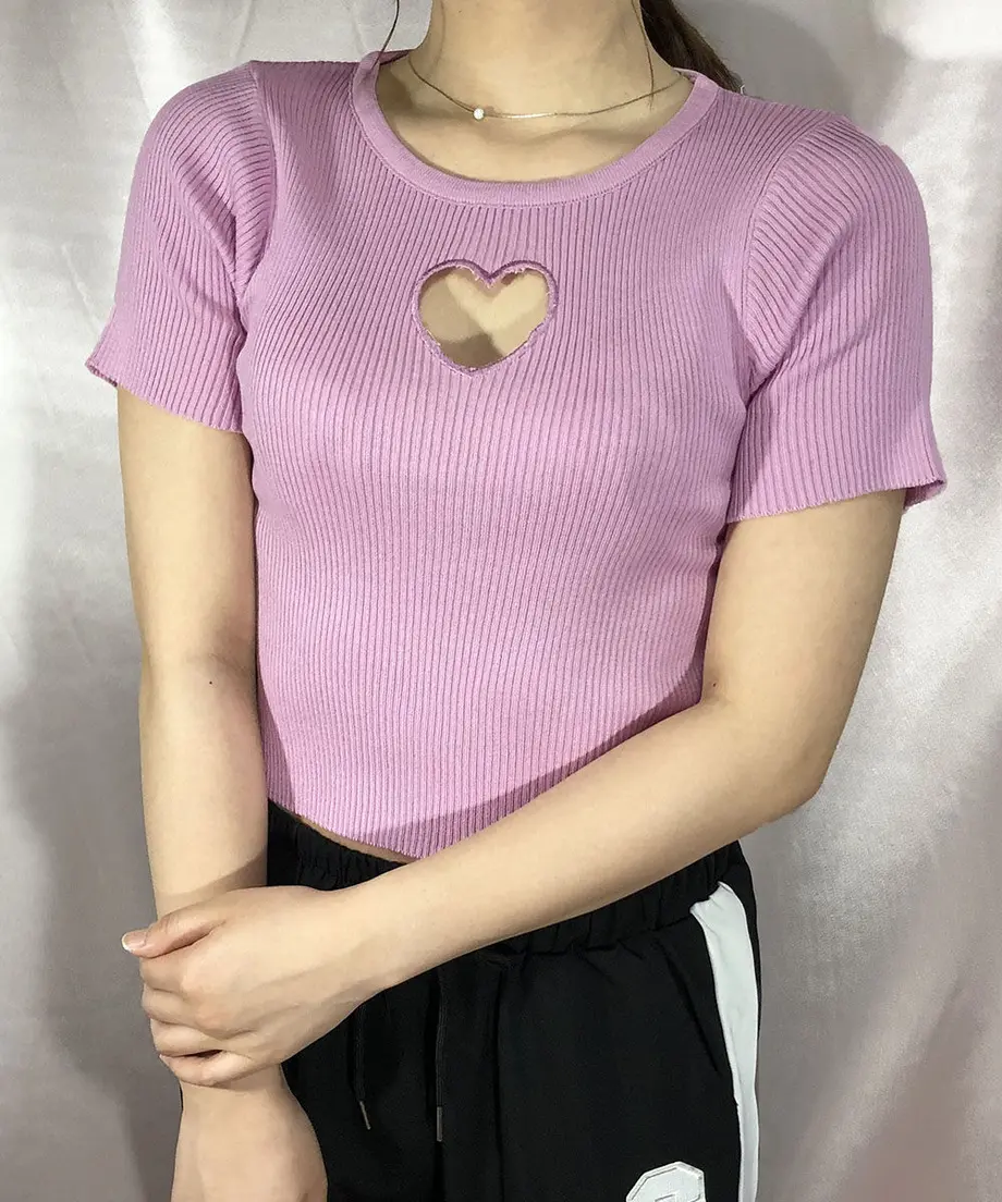 ハートくり抜きリブニット ４色展開 Spps Online Shop