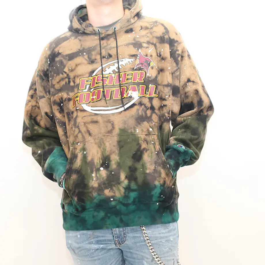 Bleach Paint Custom Sweat Hoodie Blue