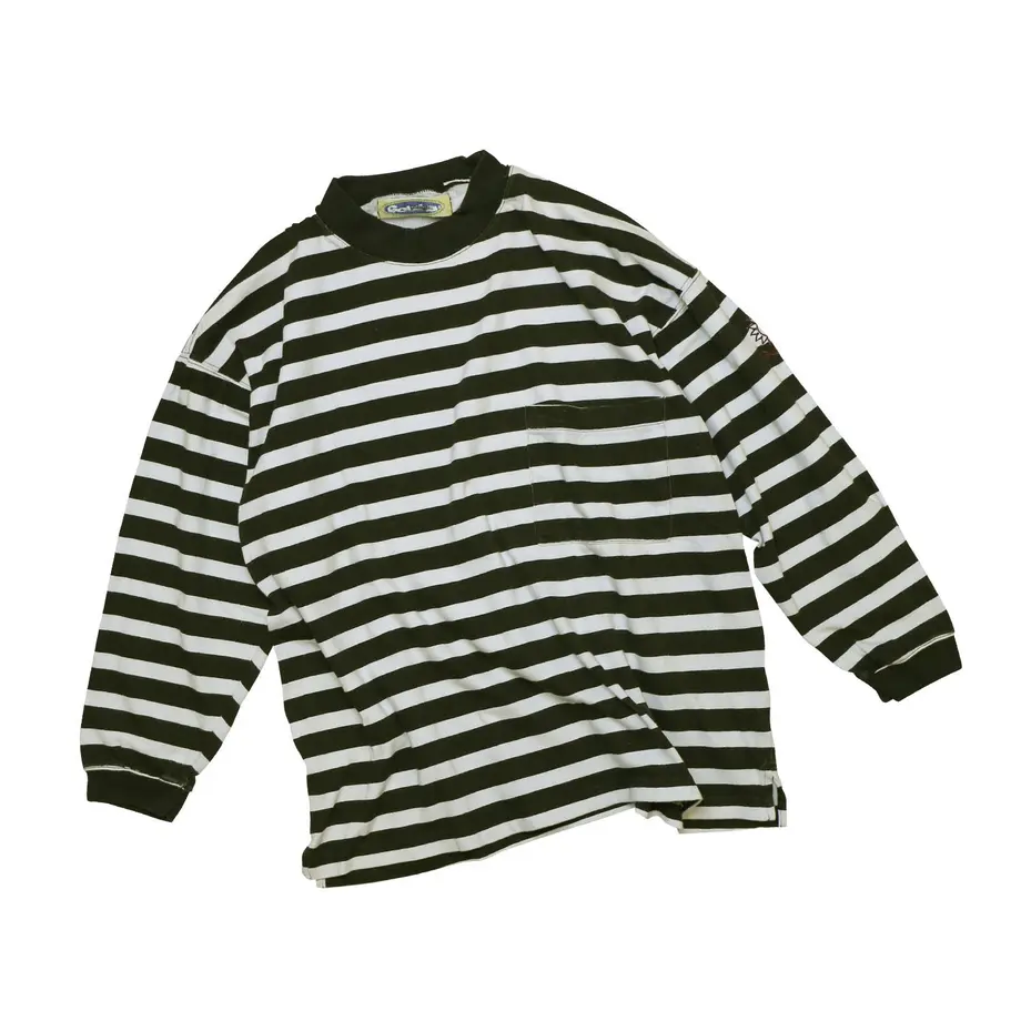 ライトブラウン/ブラック 90s GOTCHA 総柄 トータルパターン ボーダー