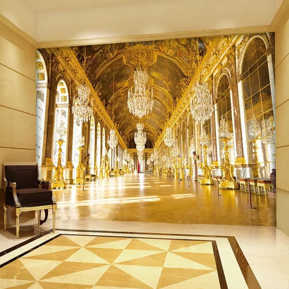 3D 壁紙 1ピース 1㎡ 王宮 ヨーロッパレトロ 黄金 インテリア 部屋装飾 耐水 防湿 防...