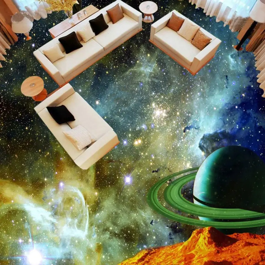 3D 壁紙 1ピース 1㎡ 床用 宇宙風景 銀河系 星空 DIY リフォーム インテリア 部屋...