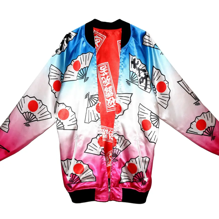 月影スカジャン 日の丸 青ピンク 夜露死苦 赤 月影屋