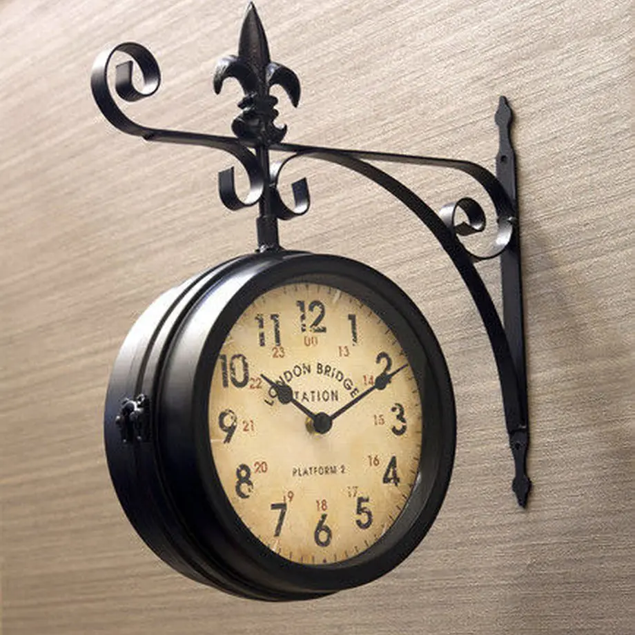 壁掛両面時計 ステーションクロック [ ウォール (L) ] kokuzawat