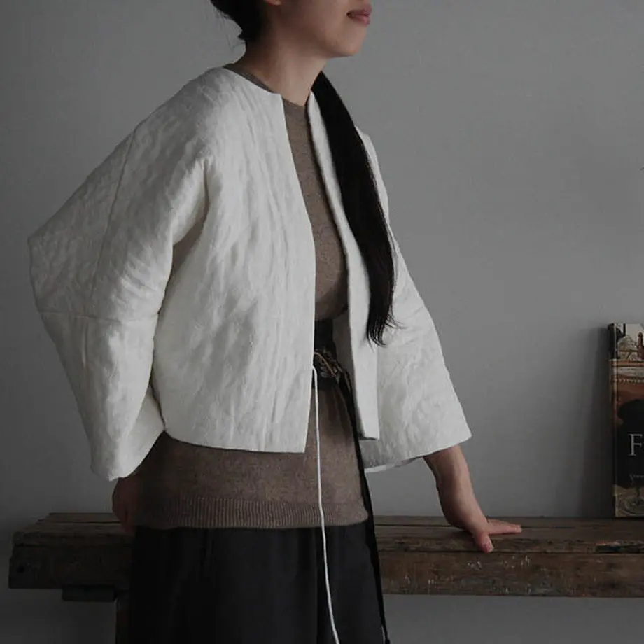 TOWAVASE linen quilt jacket (white) | nii-B |