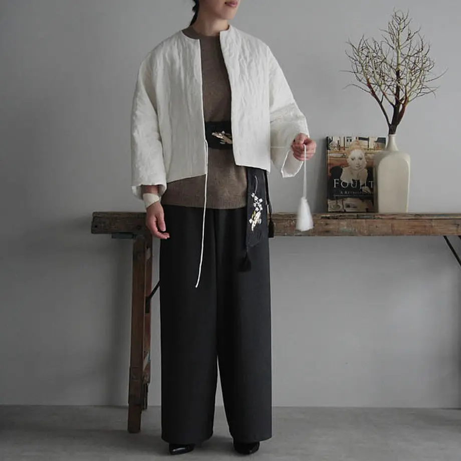 TOWAVASE linen quilt jacket (white) | nii-B |