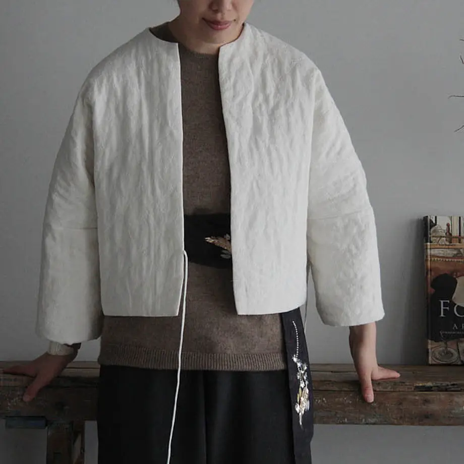 TOWAVASE linen quilt jacket (white) | nii-B |