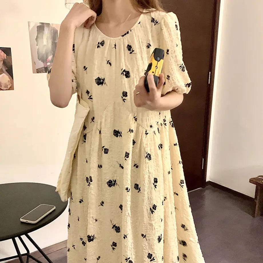花柄 ワンピース 半袖 韓国ファッション レディース ロング丈 Aライン ローズプリント ガー... 花柄 ワンピース 半袖 韓国ファッション レディース ロング丈 Aライン ローズプリント ガー...