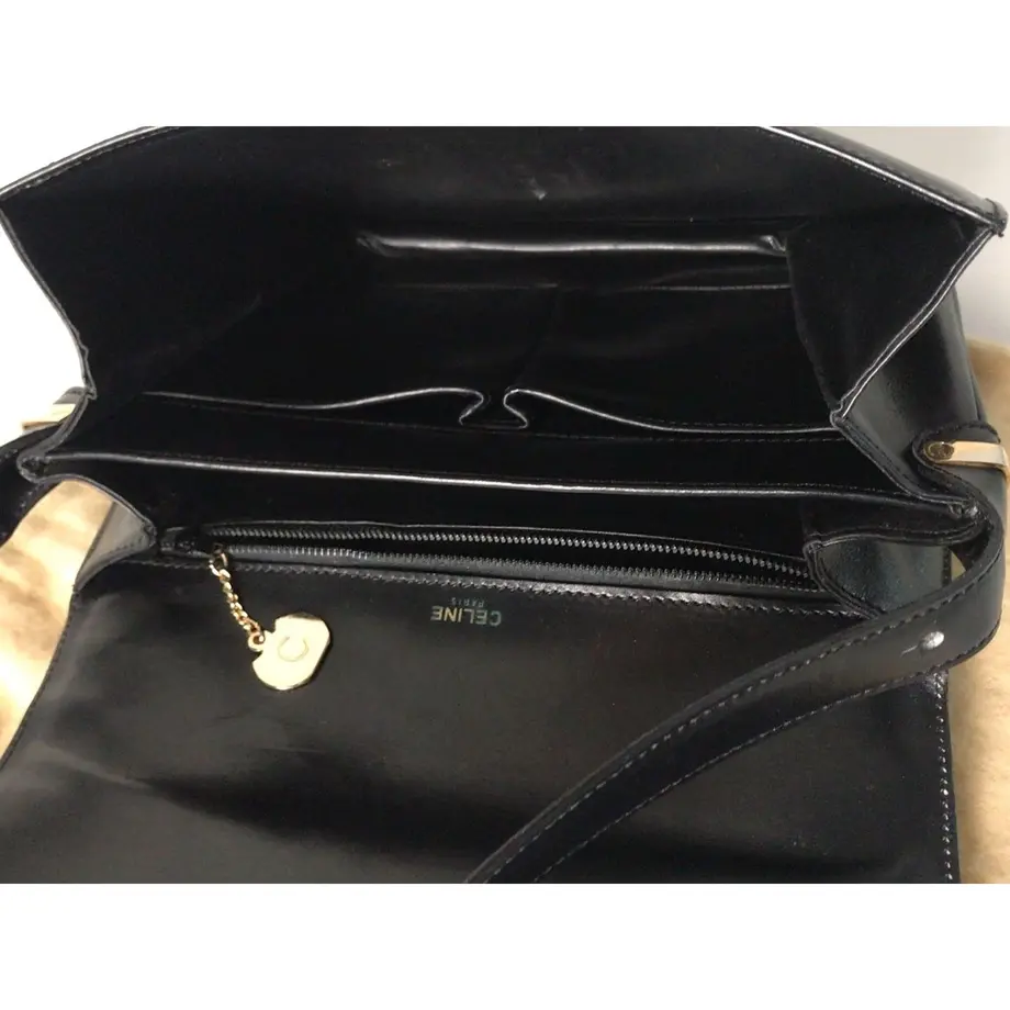 CELINE セリーヌ ゴールド マカダム金具 カーフレザー ショルダーバッグ ブラック