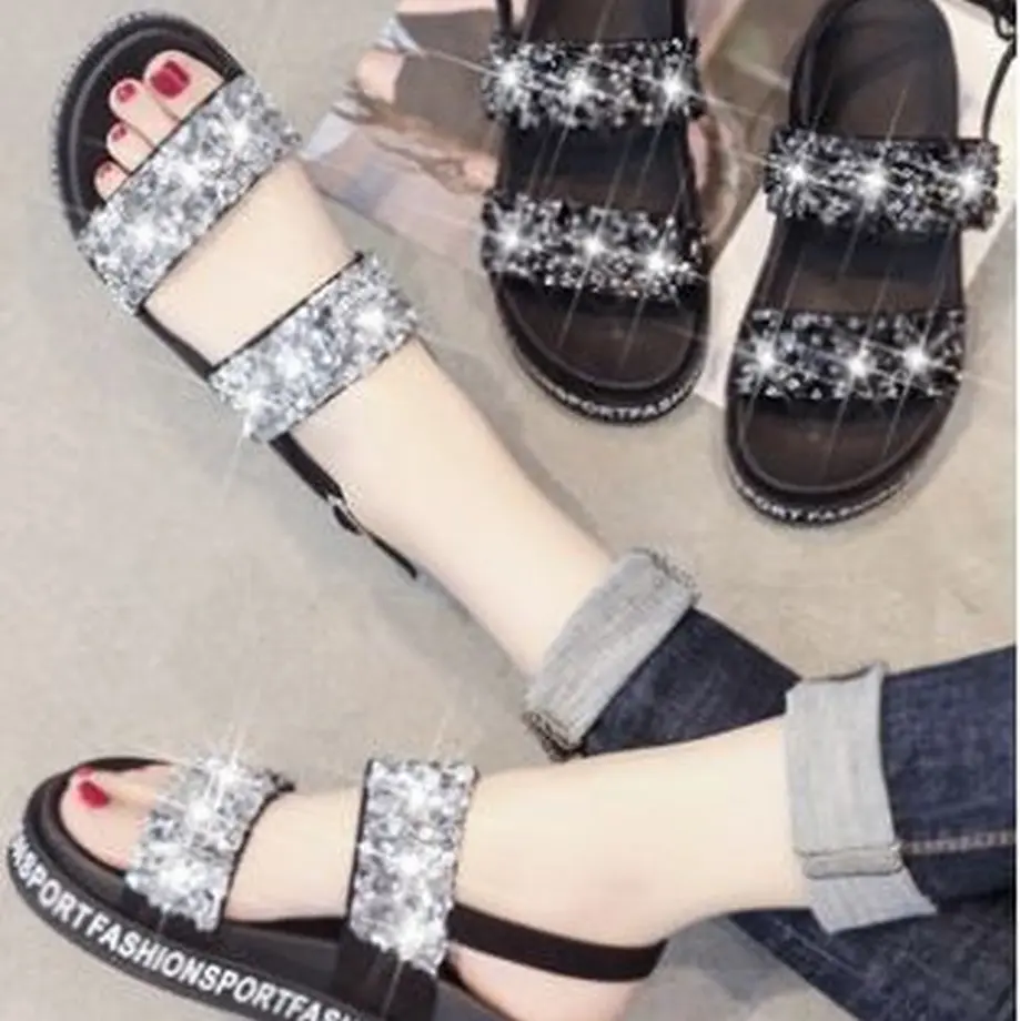 サンダル キラキラ可愛い個性的デザイン バックストラップのコンフォートサンダル Hdfks9