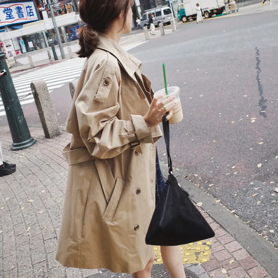 スプリングコート アウター とっても可愛い春に手放せないトレンチコート Hdfks9677