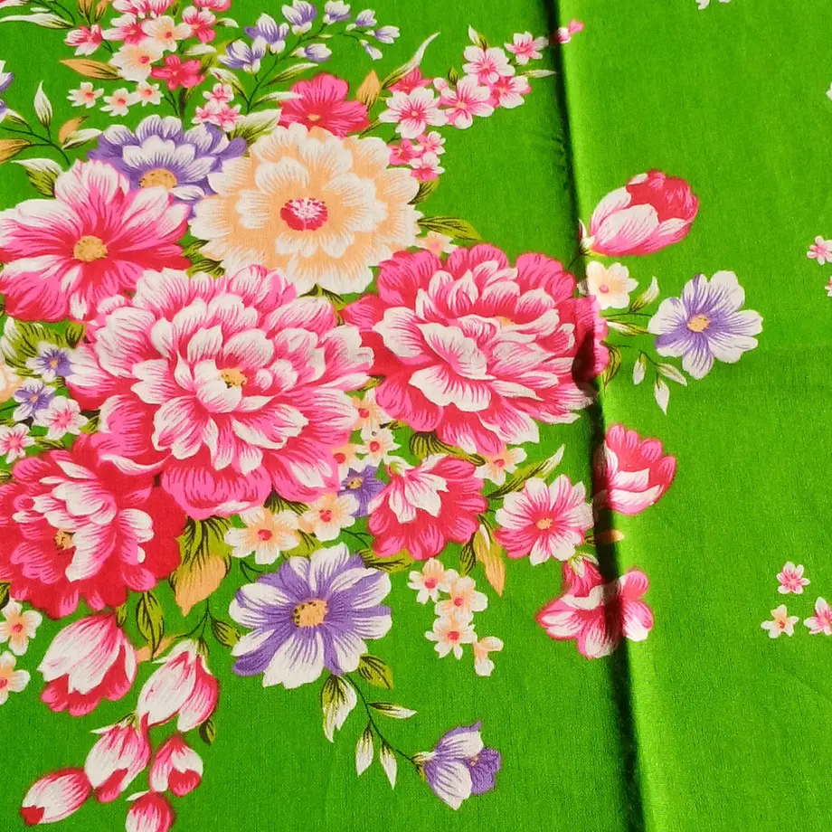 台湾花布生地(牡丹・グリーン) | 中国・台湾・香港・アジアのかわいいもの専門店 たびすずめ