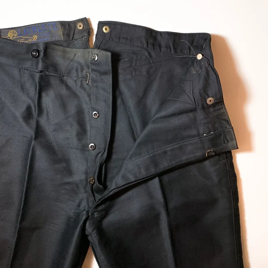 1930's〜 L'ATHLETE Black Moleskin Trousers Deads...