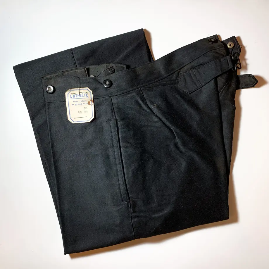 1930's〜 L'ATHLETE Black Moleskin Trousers Deads...
