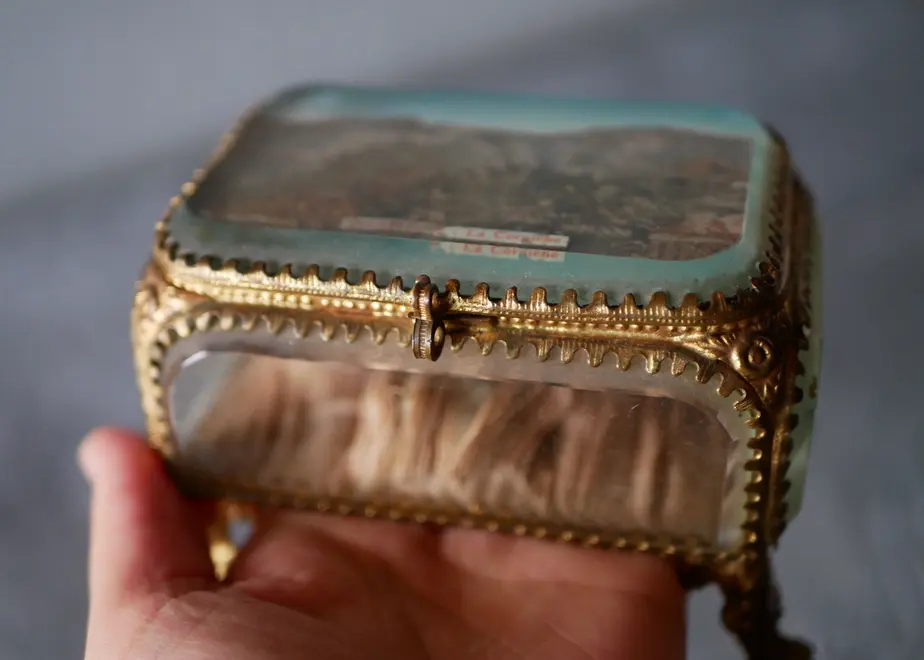 1. アンティーク ガラスのジュエリーボックス フランス ブロカント mamantique