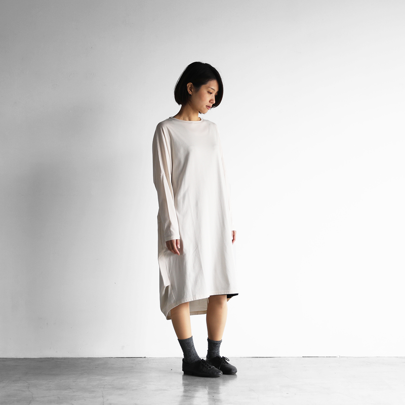 Huis In House Suvin Cotton長袖コクーンワンピース Ivory レ