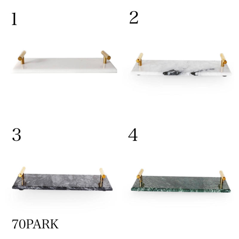 大理石 ゴールド 持ち手 細長 アクセサリートレイ 全4色 70park