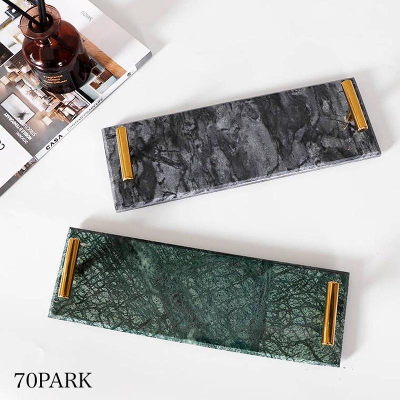 大理石 ゴールド 持ち手 細長 アクセサリートレイ 全4色 70park