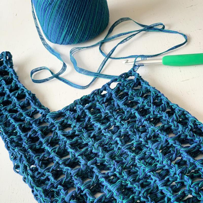 ラダーテープで編むグリッド模様のメッシュバッグ 編み図データのみ Mayuminose