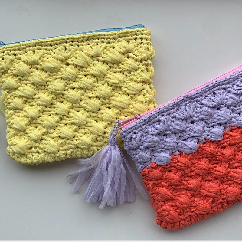 レイヤーシェル模様の縫わないファスナーポーチ 編み図データのみ Mayuminose