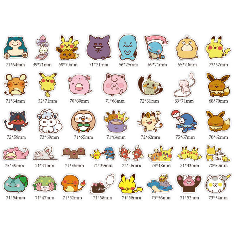 ３８枚 少し大きめサイズ ポケモン 防水ステッカー シール キャラクターソックスのお店 Aboo