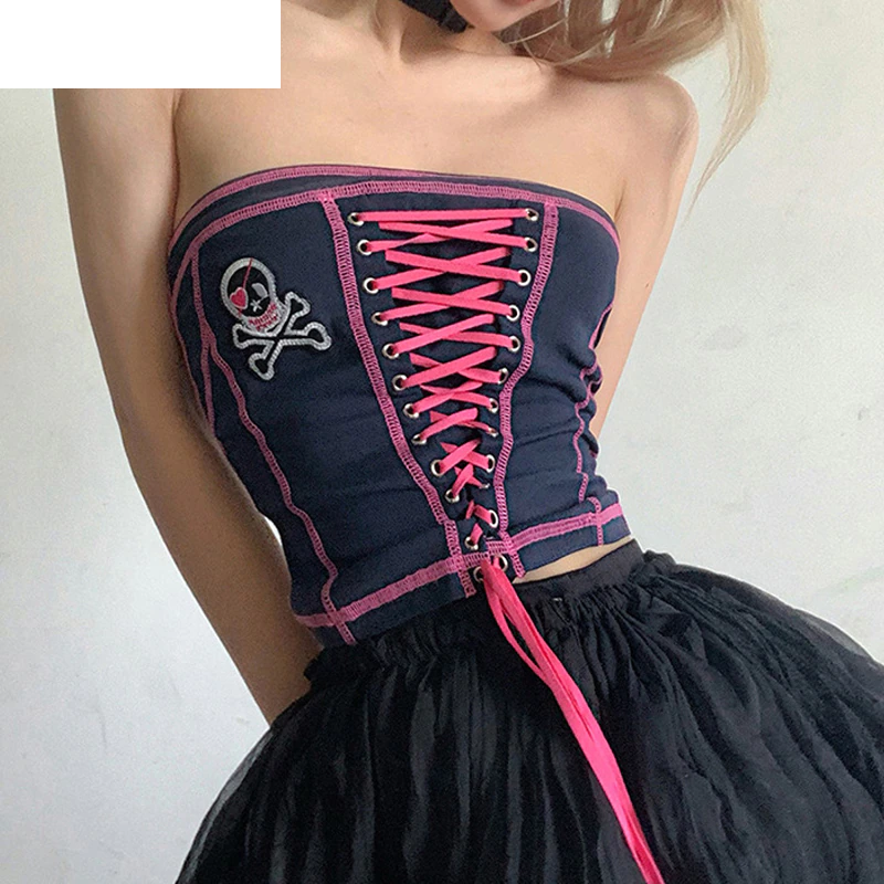 ゴシックスタイルのベアトップ タイト セクシー ストリートウェア サマーウェア Abtype