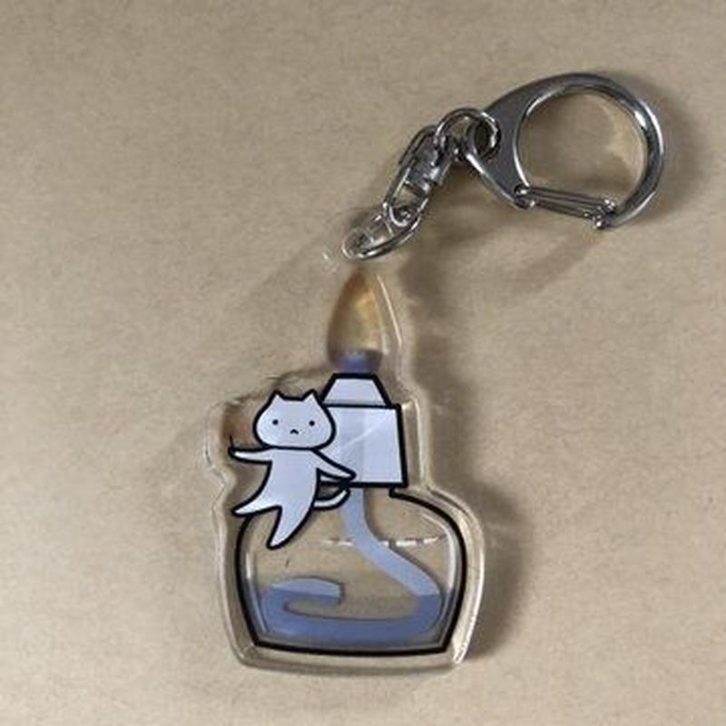 実験器具アクリルキーホルダー ｱﾙｺｰﾙﾗﾝﾌﾟ アルケミノート A D Neel O