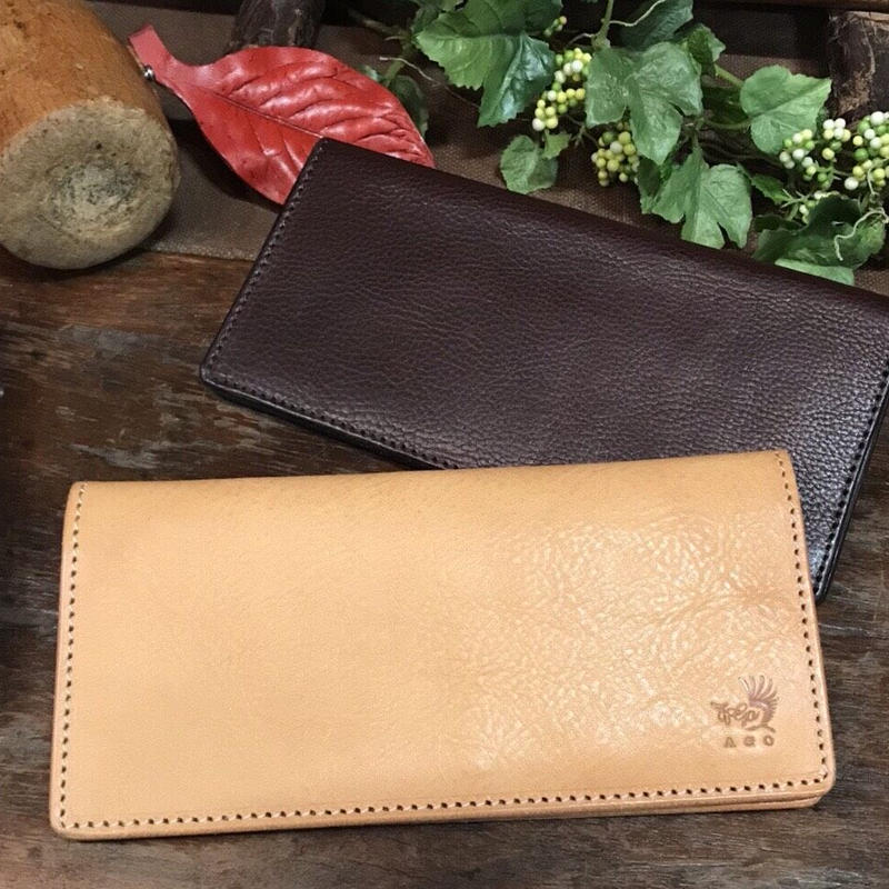 アゴモノガタリ ヌメ革薄型長財布 薄作り小銭入れなし レザークラフトショップago