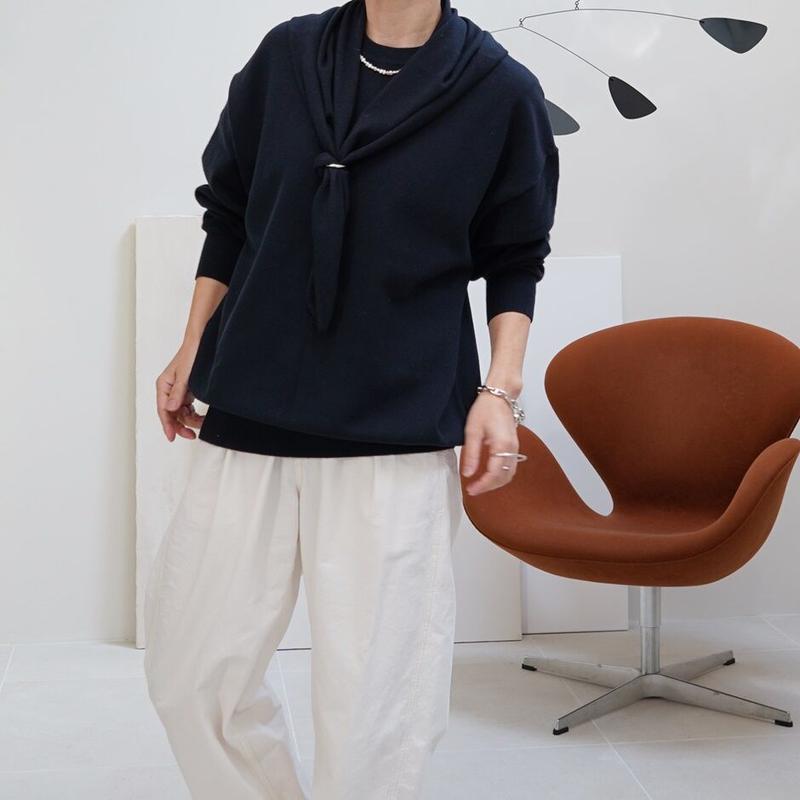 argue FAM CLASSIC KNIT with scarf/NAVY | labiela.com