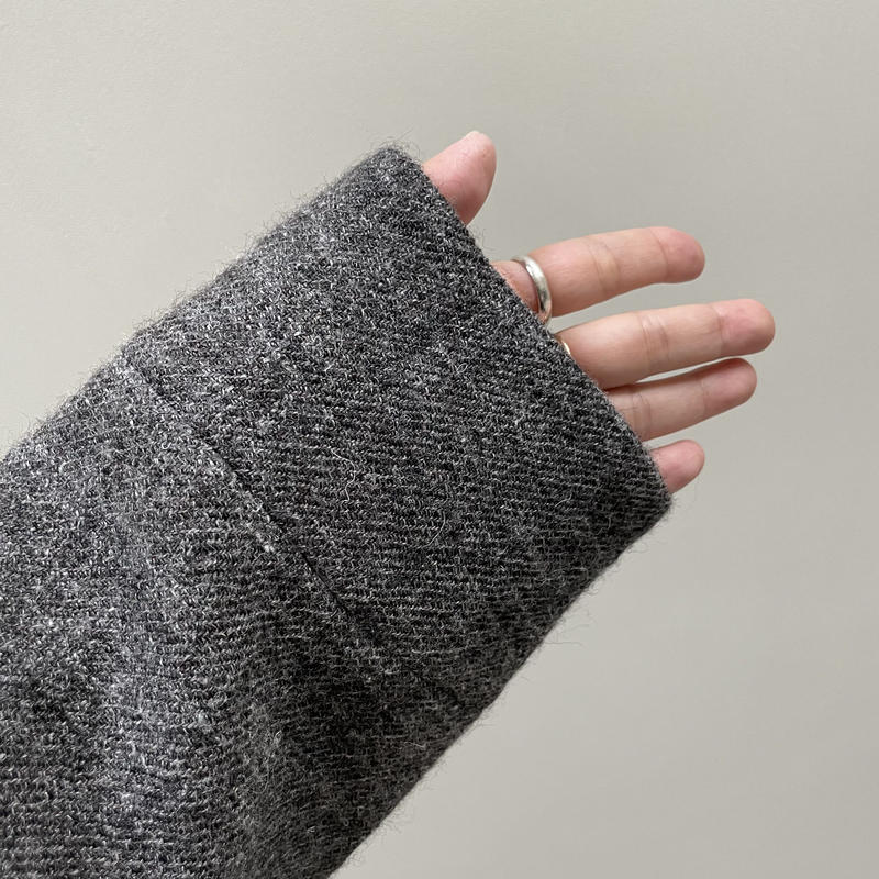 SHETLAND WOOL LINEN SOFT TWIST JACKET/DARK BROW...