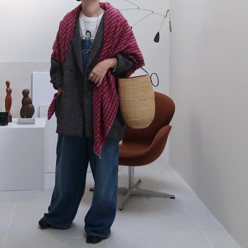 SHETLAND WOOL LINEN SOFT TWIST JACKET/DARK BROW...
