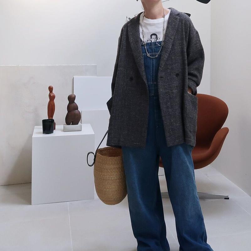 SHETLAND WOOL LINEN SOFT TWIST JACKET/DARK BROW...