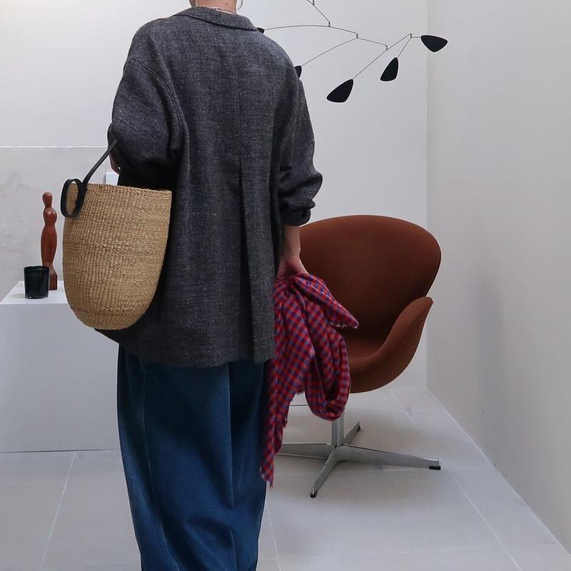 SHETLAND WOOL LINEN SOFT TWIST JACKET/DARK BROW...