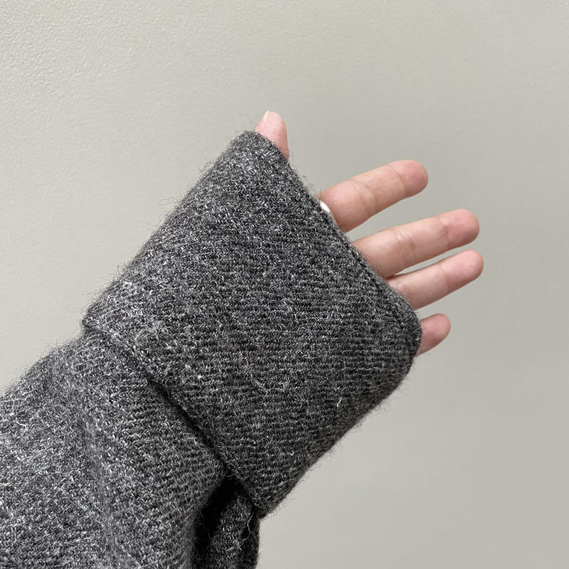 SHETLAND WOOL LINEN SOFT TWIST JACKET/DARK BROW...