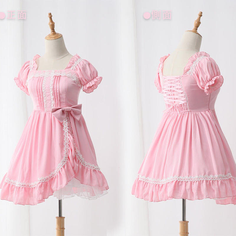 ロリータ ワンピース 夏 フレア フリル 清楚 かわいい S Xl Alic