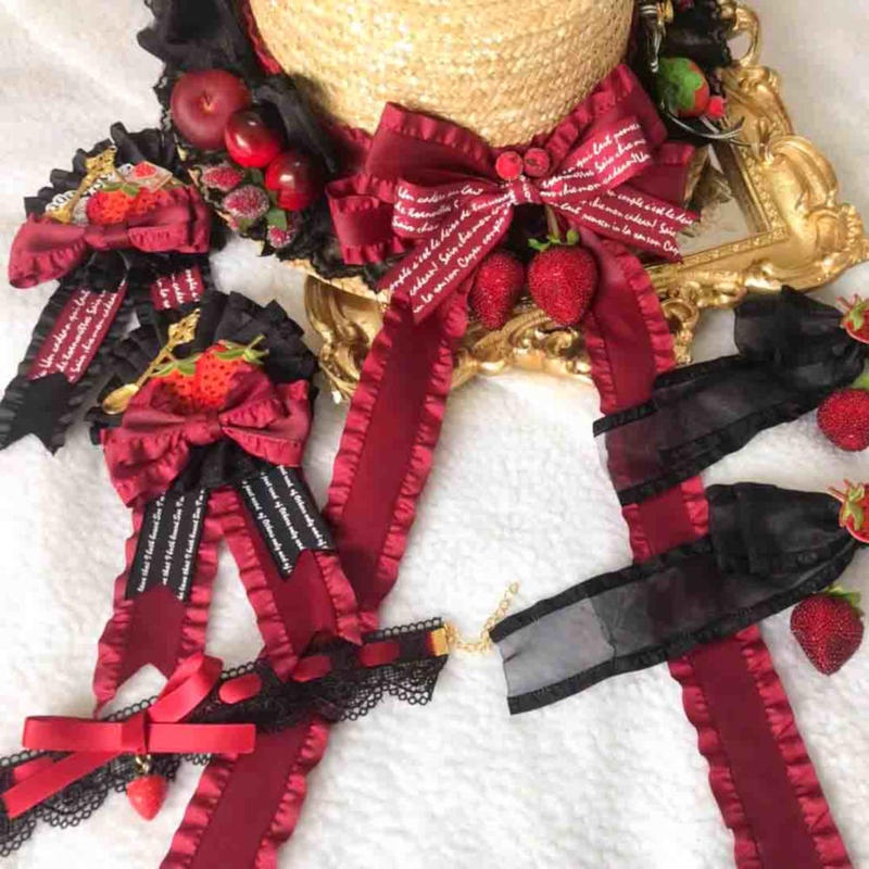 ロリータ ゴスロリ 麦わら帽子 帽子 レディース いちご 可愛い 田園風 夏 コスプレ