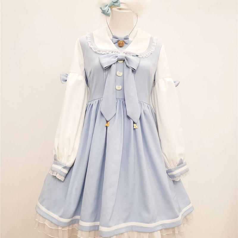 新規購入 セーラーワンピースロリータ6点セットレディースハート柄オリジナル制服セーラー日常jkコス コスプレ 変装 仮装 Loveshake Me