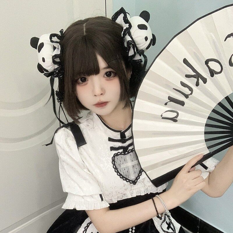 ロリータ 髪飾り パンダ 中華風 ヘアアクセ ゆめかわいい 中華ロリ 華