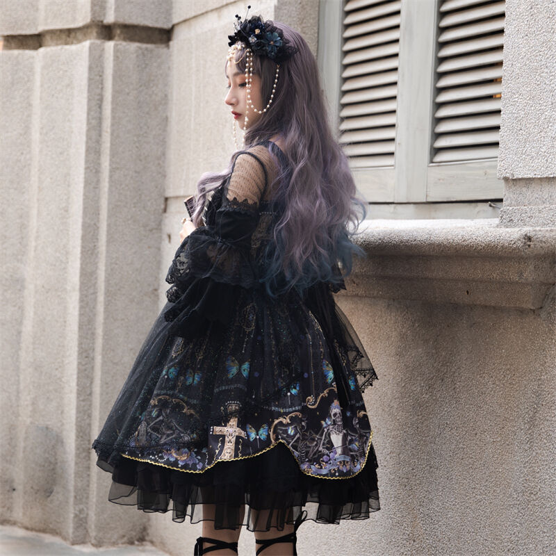 ロリータ ゴシック ワンピース コスチューム 黒ロリ ハロウィン 華やか 十字架 Lolita