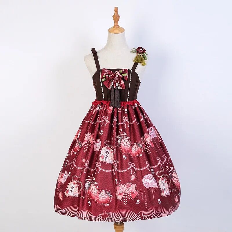 ワンピース ロリータ 和風 苺 レディース 可愛い おしゃれ コスプレ 和ロリ ゆめかわいい