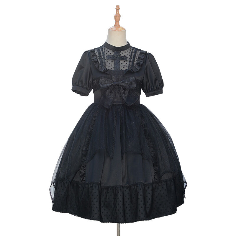 ゴスロリ ワンピース ゴシック ロリータ 黒ロリ ドレス 半袖 レディース Lolita コス