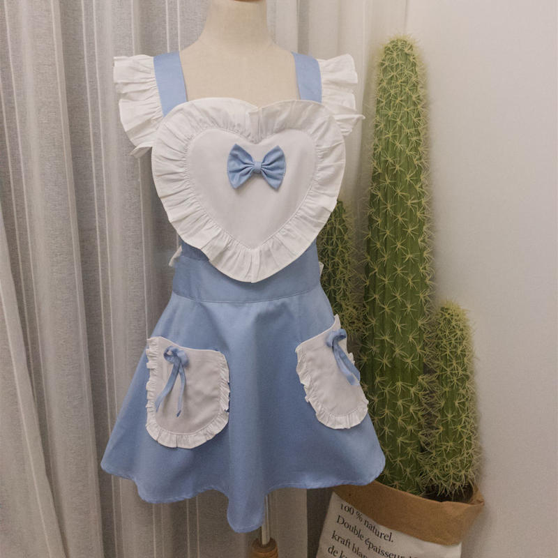 エプロン メイド ロリータ ポケット付き ハート リボン フリル 可愛い コスプレ Ali エプロン メイド ロリータ ポケット付き ハート リボン フリル 可愛い コスプレ Ali