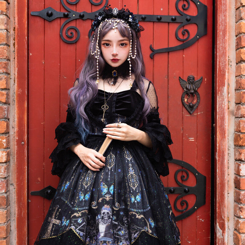 ロリータ ゴシック ワンピース コスチューム 黒ロリ ハロウィン 華やか 十字架 Lolita