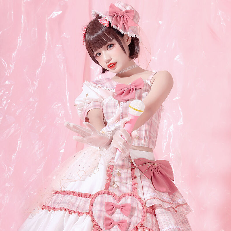 ロリータファッション 4点セット ワンピース ゆめかわいい レディース ピンク コスチューム
