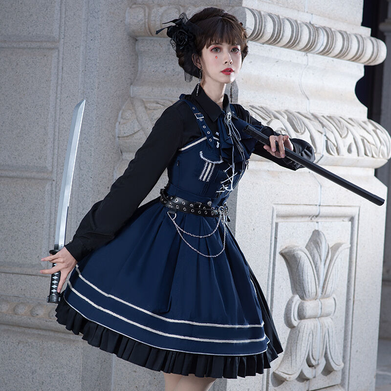 ロリータ ワンピース 秋 冬 軍服風 ゴシック ゴスロリ レディース コスプレ ハロウィン 中