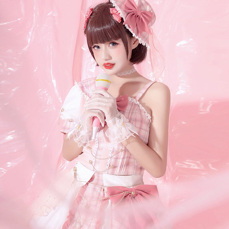 ロリータファッション 4点セット ワンピース ゆめかわいい レディース ピンク コスチューム