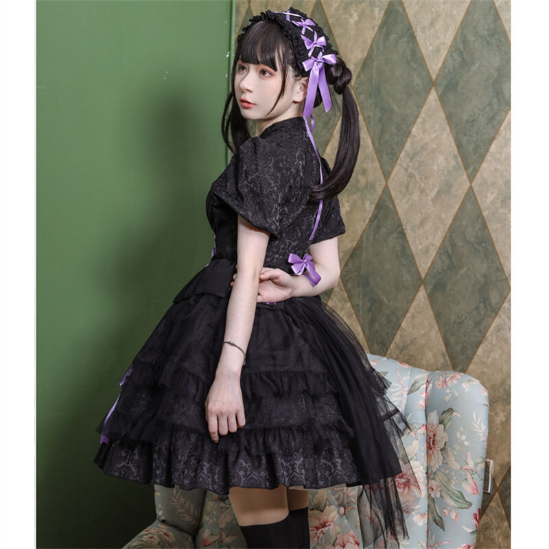 中華ロリータ ワンピース ドレス 半袖 メイド服 ゴスロリ チャイナ服 ゆめかわいい ゴシック