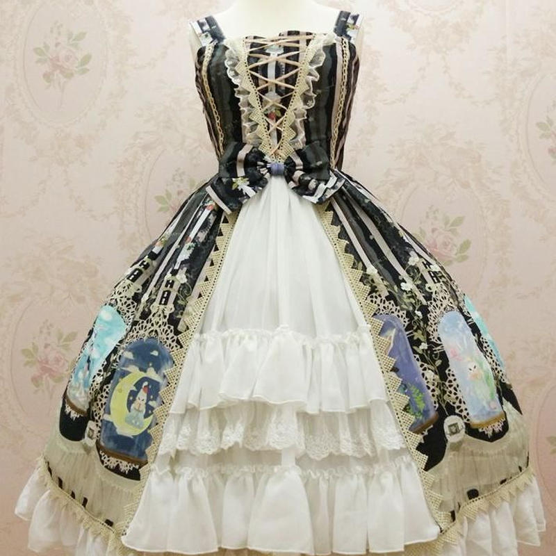 ロリータ レディース ドレス ジャンパー ワンピース ウサギ柄 お姫様 かわいい 豪華 貴